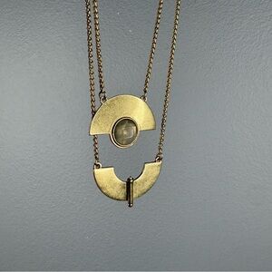 NWT Lucky Brand Brass Geometric Multi-strand Necklace